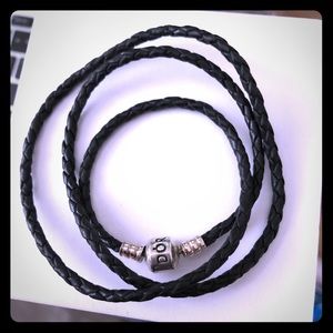 Pandora Triple Black Leather Bracelet Small